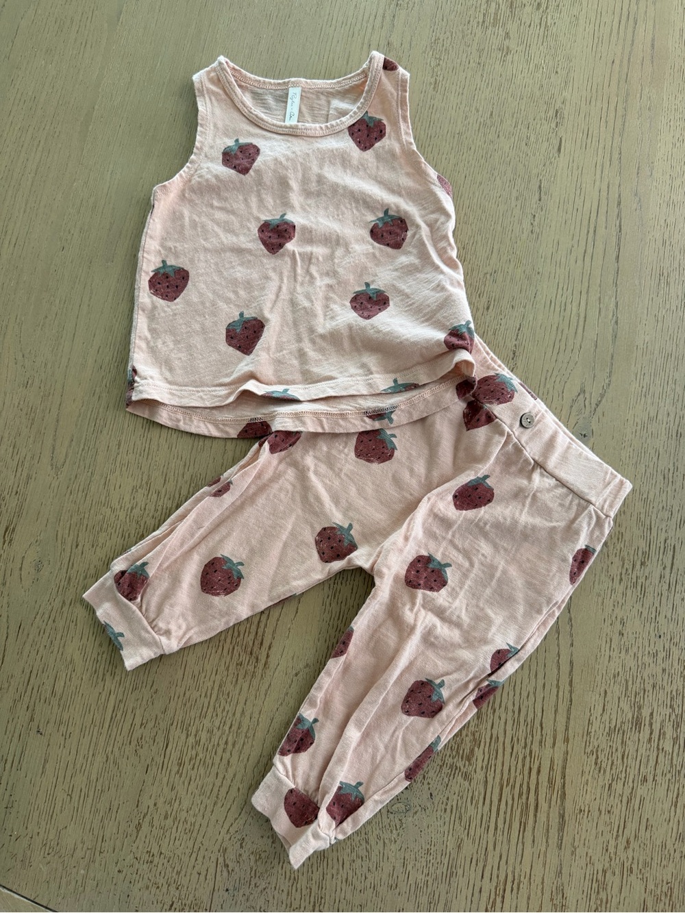 Rylee + Cru Pink Strawberry Print matching Set - Tank Top & Pants size 6-12m